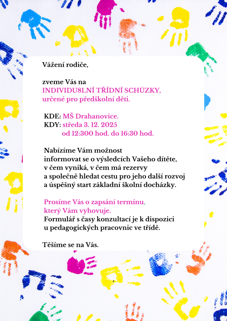 Individuální třídní schůzky u Medvídků – předškolní děti.