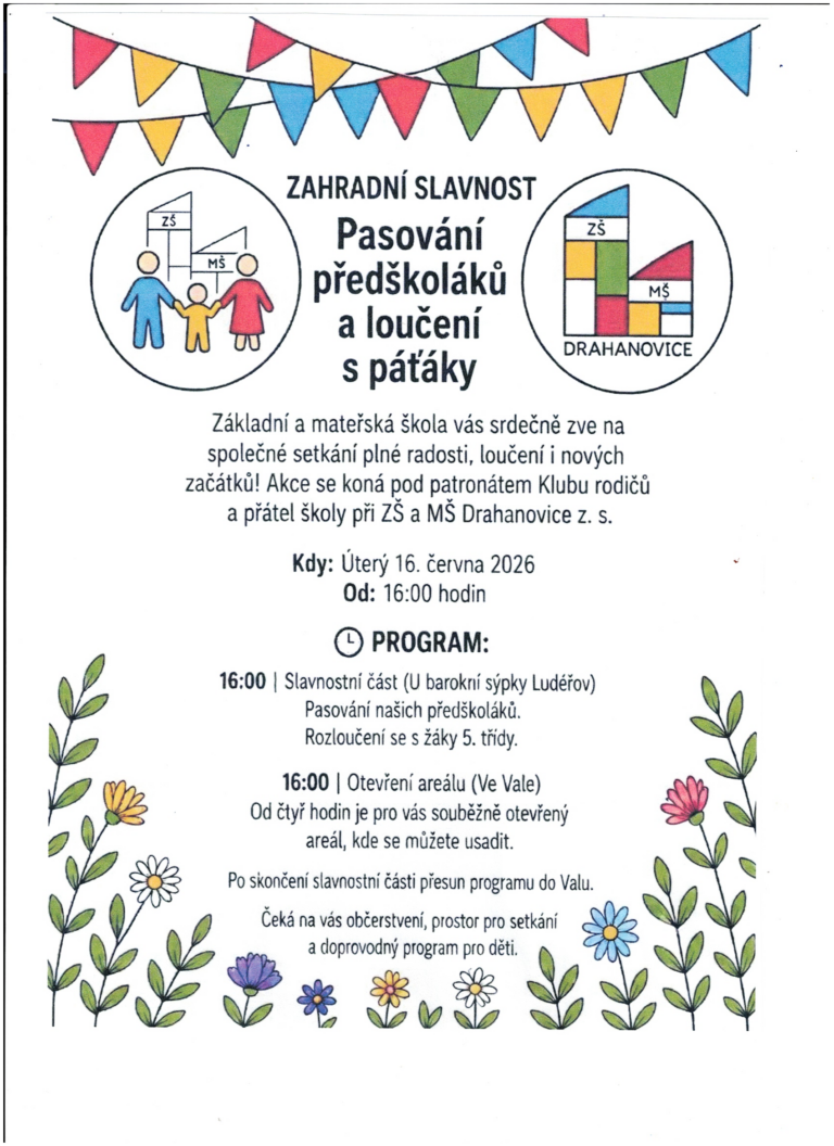 Zahradní slavnost – pasování předškoláků a loučení s páťáky